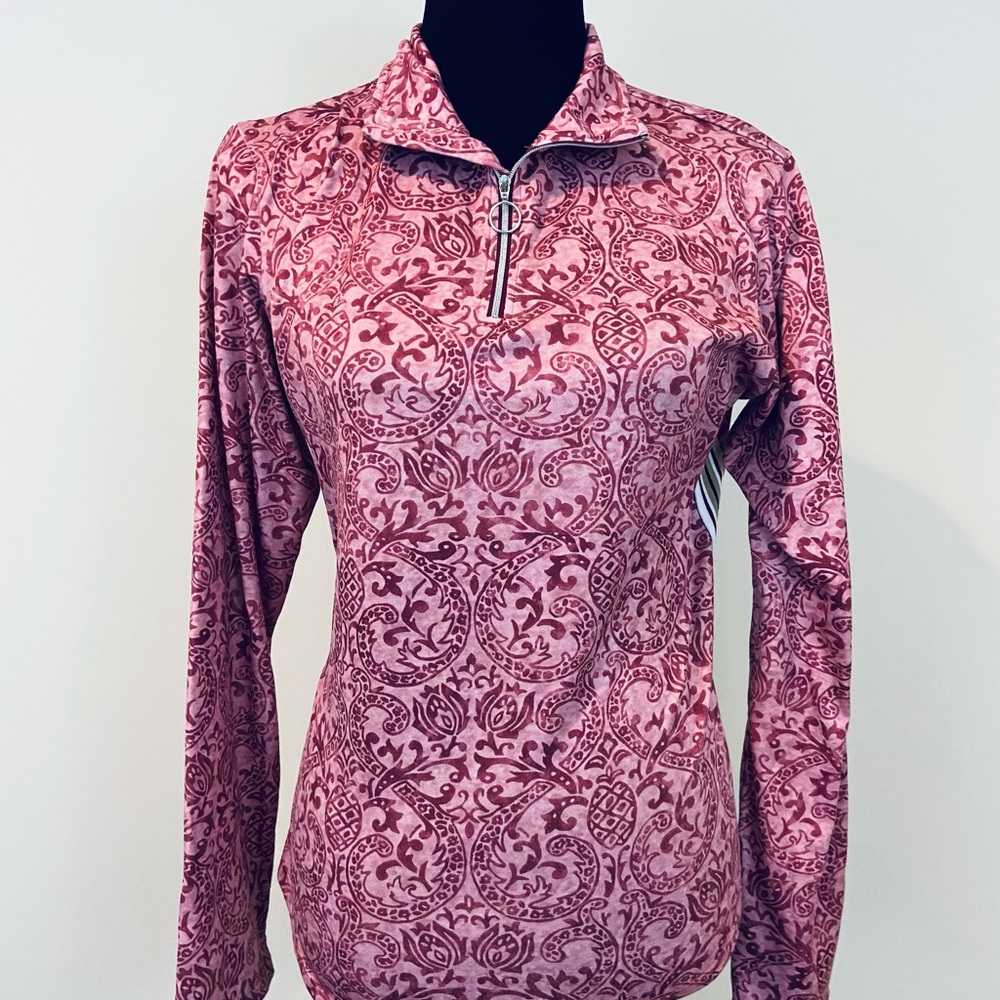 Athleta 1/4 Zip Long Sleeve Top USA Made Sz Large